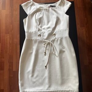White Pencil Dress with gold detailing